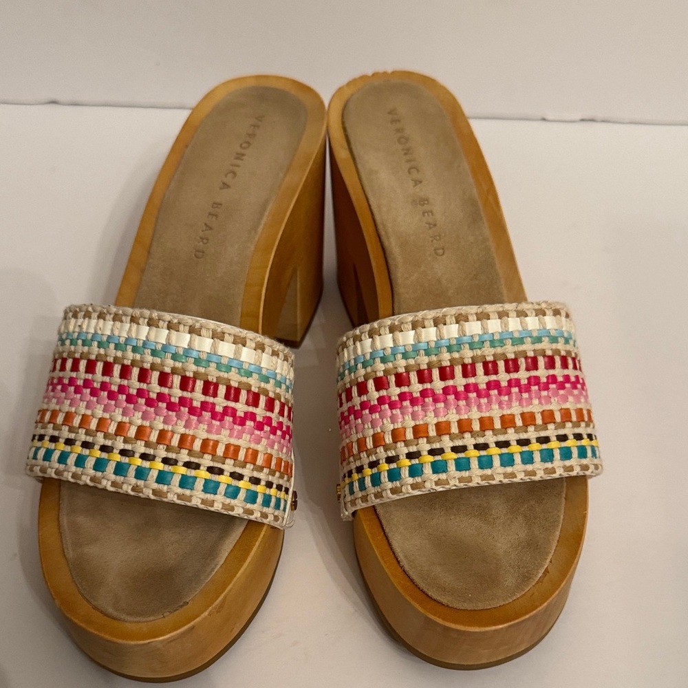 Veronica Beard 8-1/2 HannaLee Colorful Woven Clog Mules - Picture 5 of 16